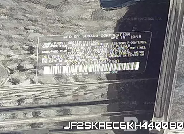 JF2SKAEC6KH440080 фото 10