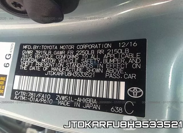 JTDKARFU8H3533521 фото 10