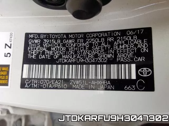 JTDKARFU9H3047302 фото 2