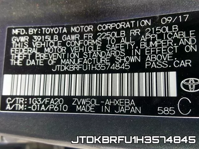 JTDKBRFU1H3574845 фото 2