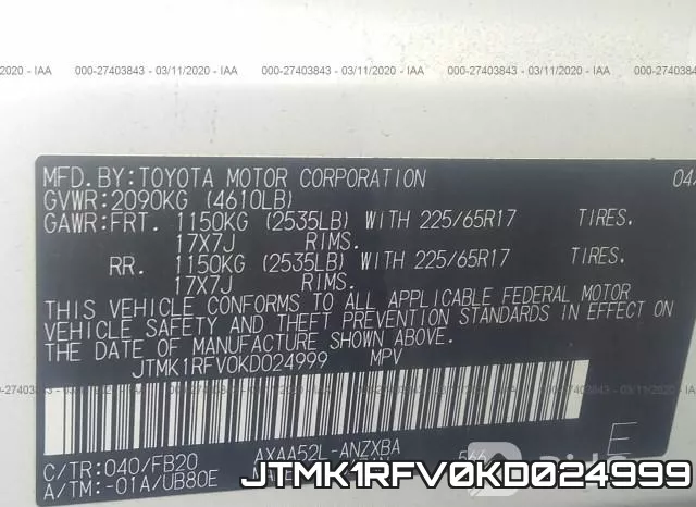 JTMK1RFV0KD024999 фото 10