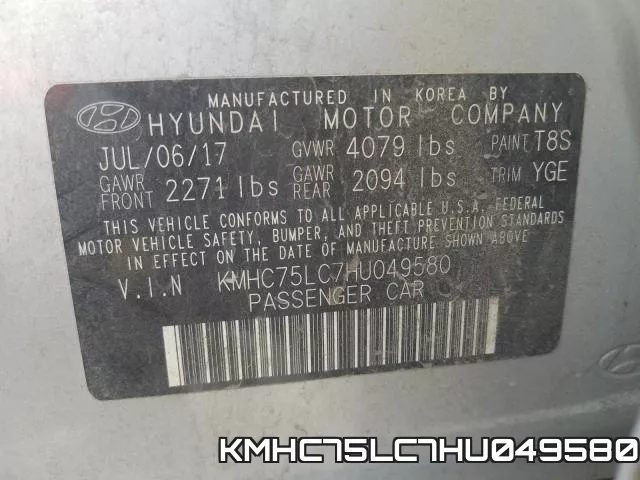 KMHC75LC7HU049580 фото 2