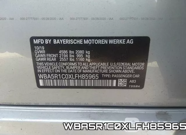 WBA5R1C0XLFH85965 фото 10