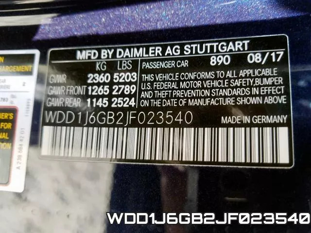 WDD1J6GB2JF023540 фото 2