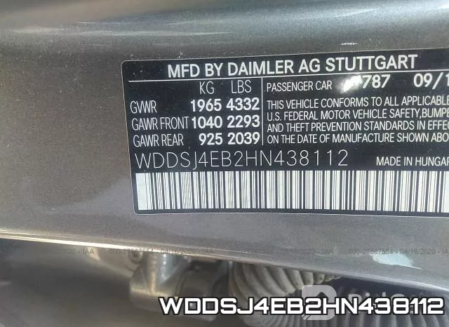 WDDSJ4EB2HN438112 фото 10