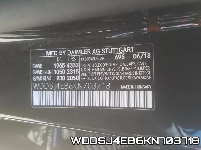 WDDSJ4EB6KN703718 фото 2