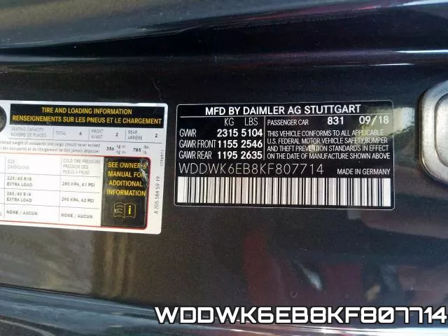 WDDWK6EB8KF807714 фото 2
