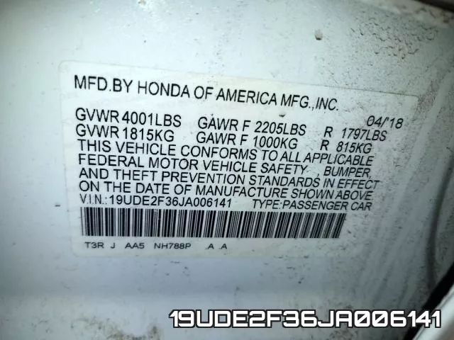 19UDE2F36JA006141 фото 2