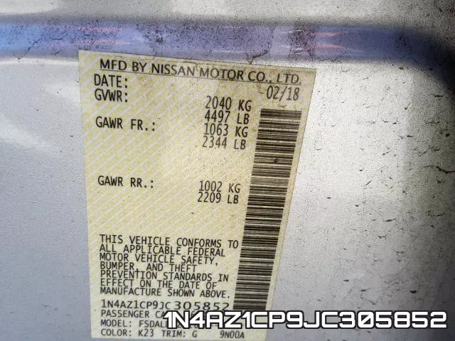 1N4AZ1CP9JC305852 фото 2