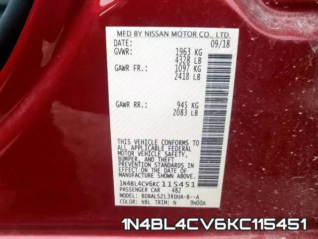 1N4BL4CV6KC115451 фото 2