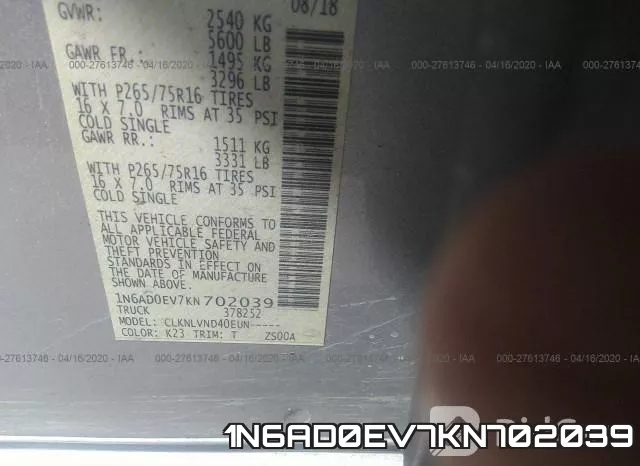 1N6AD0EV7KN702039 фото 10
