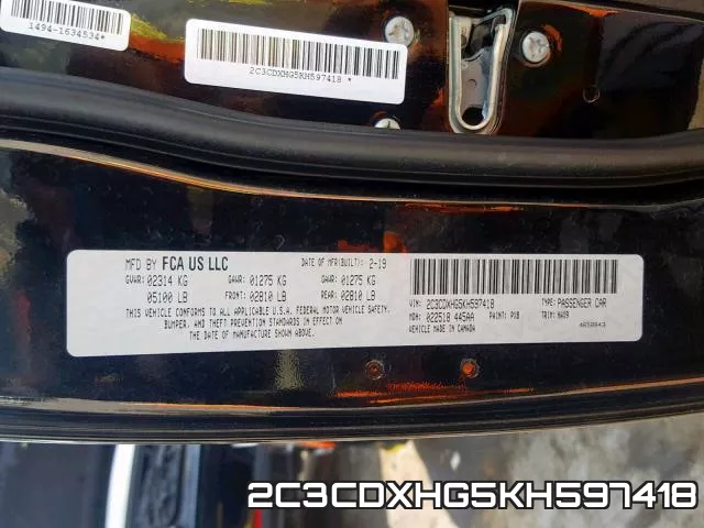 2C3CDXHG5KH597418 фото 2