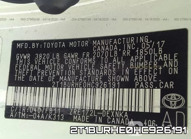 2T1BURHE0HC926191 фото 10