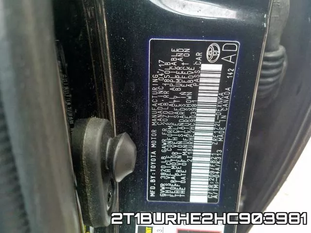 2T1BURHE2HC903981 фото 2