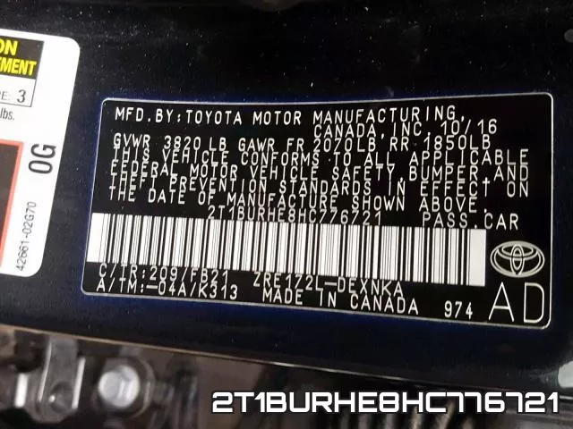 2T1BURHE8HC776721 фото 2