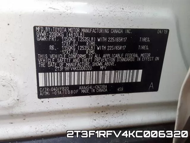 2T3F1RFV4KC006320 фото 2