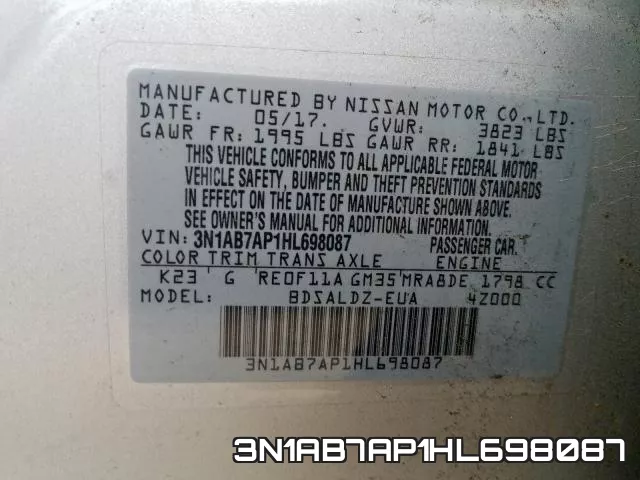 3N1AB7AP1HL698087 фото 2