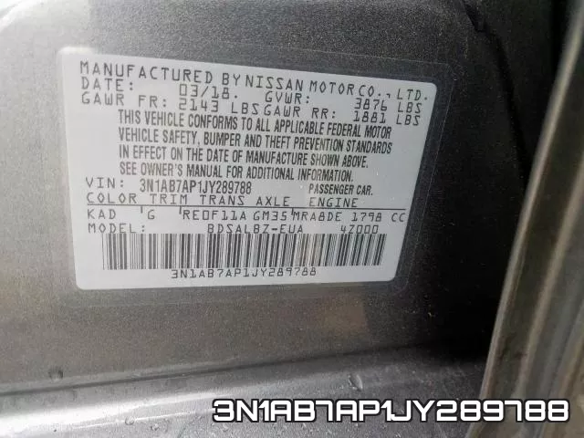 3N1AB7AP1JY289788 фото 2