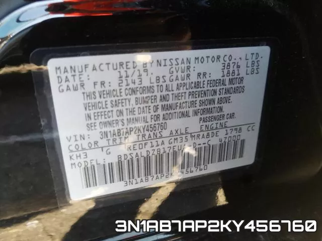 3N1AB7AP2KY456760 фото 2