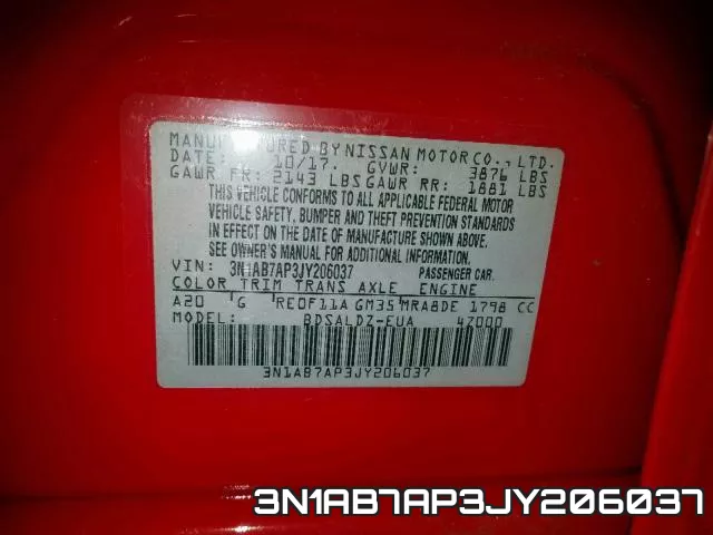 3N1AB7AP3JY206037 фото 2