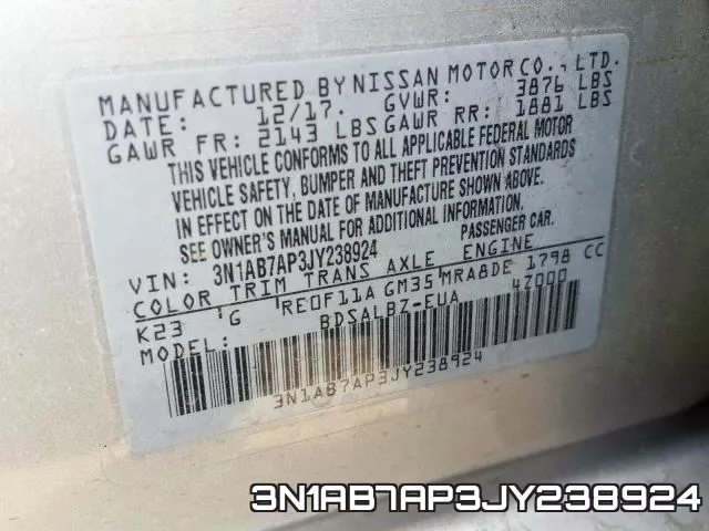 3N1AB7AP3JY238924 фото 2