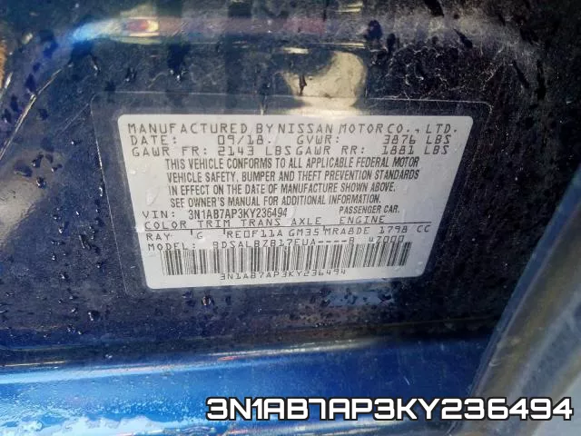 3N1AB7AP3KY236494 фото 2