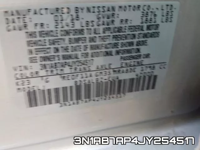 3N1AB7AP4JY254517 фото 2