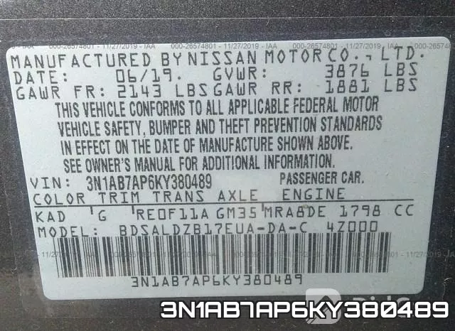 3N1AB7AP6KY380489 фото 10