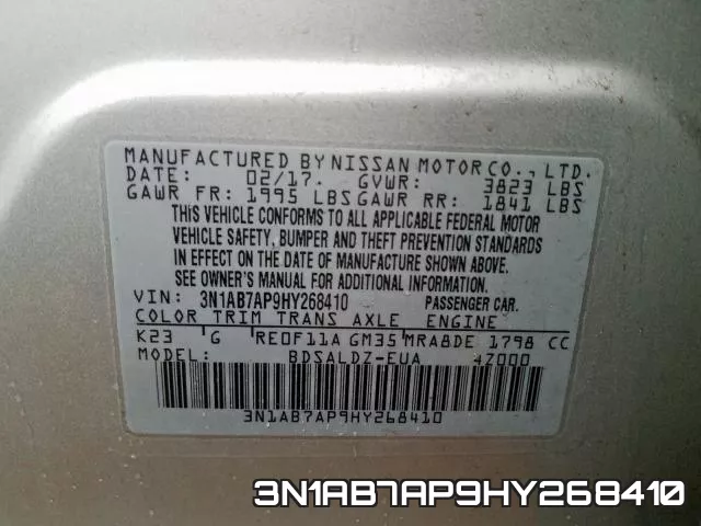 3N1AB7AP9HY268410 фото 2