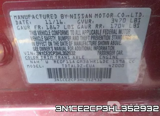 3N1CE2CP3HL352932 фото 10