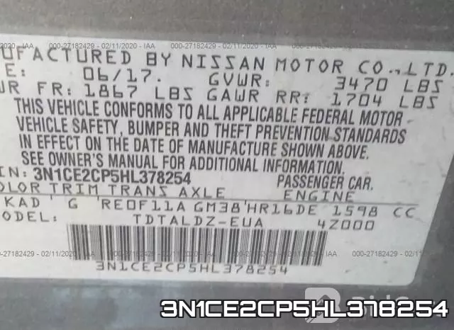 3N1CE2CP5HL378254 фото 10