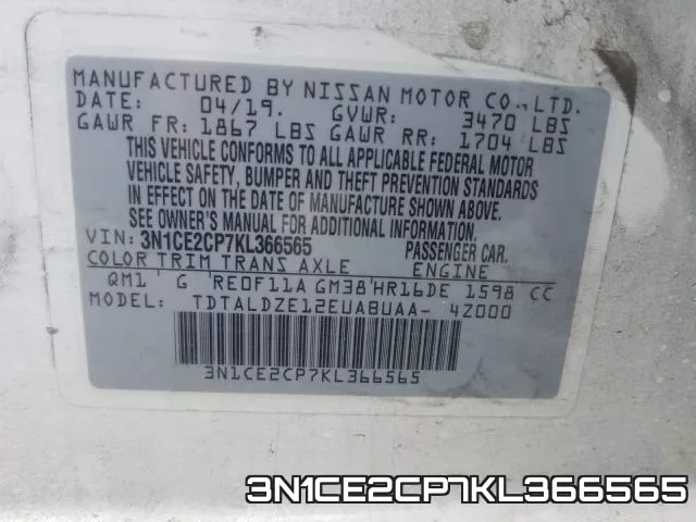 3N1CE2CP7KL366565 фото 2