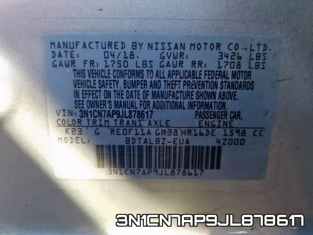 3N1CN7AP9JL878617 фото 2