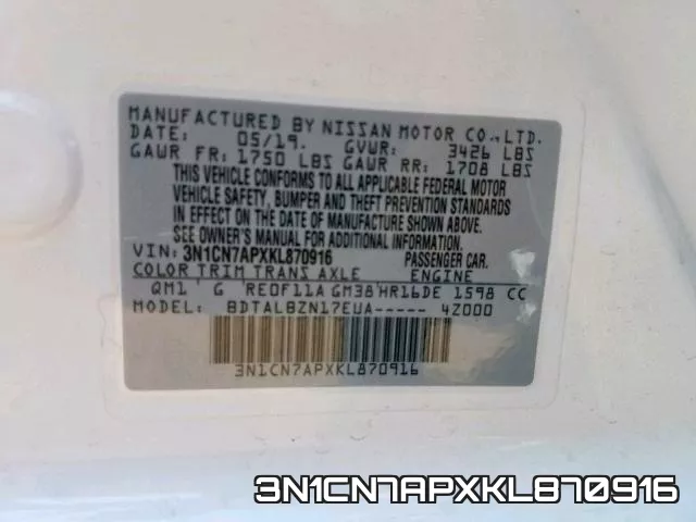 3N1CN7APXKL870916 фото 2