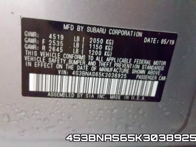 4S3BNAS65K3038925 фото 2
