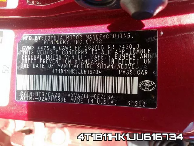 4T1B11HK1JU616734 фото 2