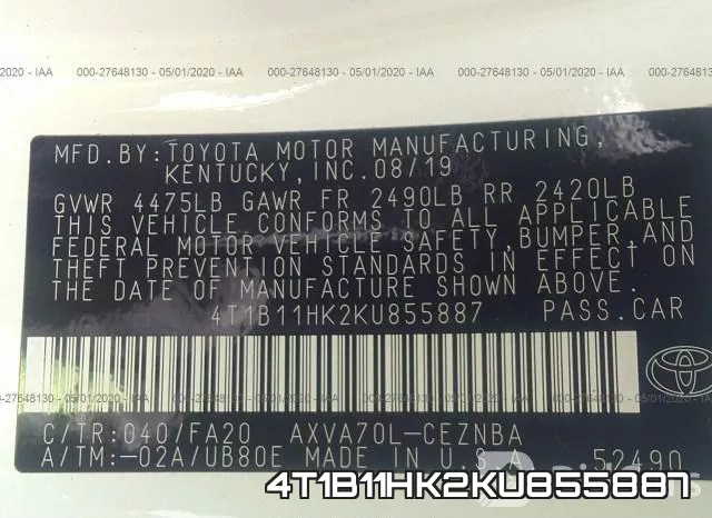 4T1B11HK2KU855887 фото 10