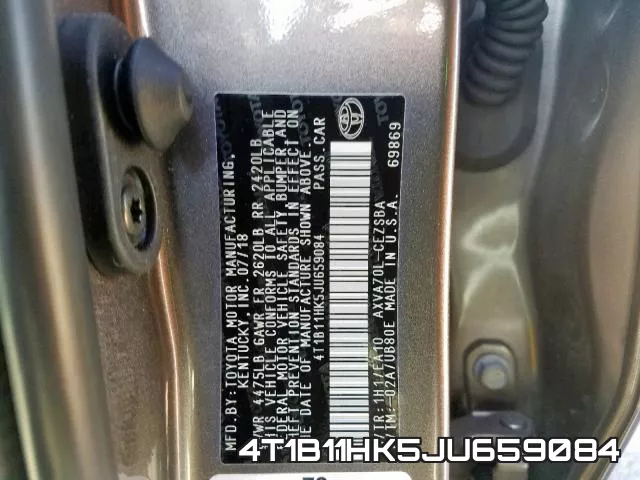 4T1B11HK5JU659084 фото 2