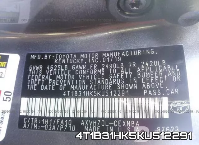 4T1B31HK5KU512291 фото 10