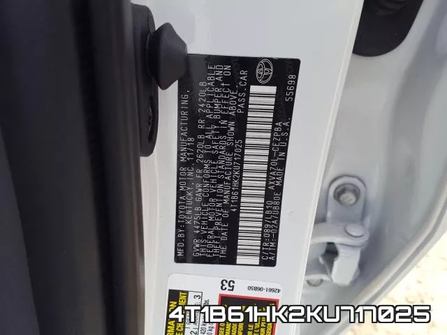4T1B61HK2KU717025 фото 2