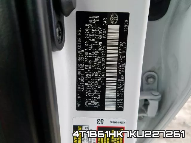 4T1B61HK7KU227261 фото 2
