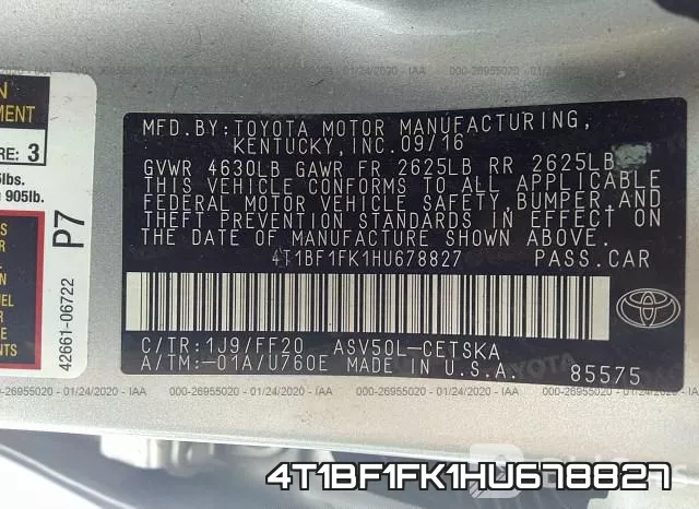 4T1BF1FK1HU678827 фото 10