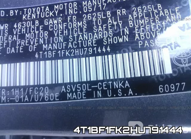 4T1BF1FK2HU791444 фото 10