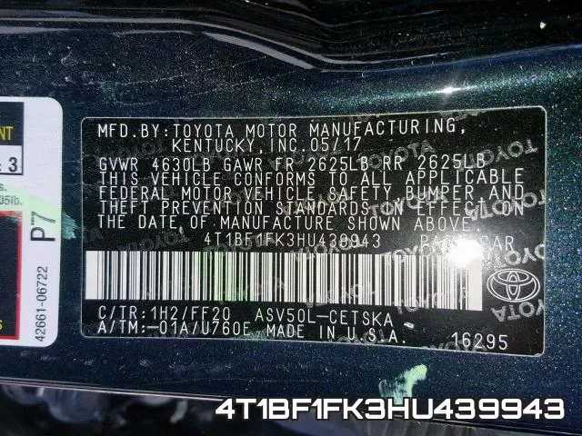 4T1BF1FK3HU439943 фото 2