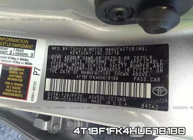 4T1BF1FK4HU678188 фото 10