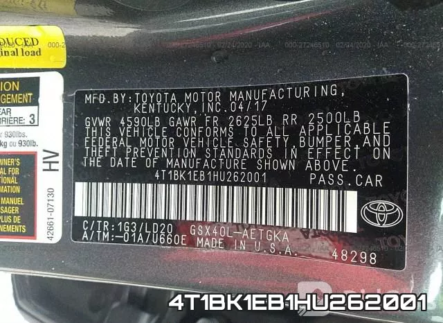 4T1BK1EB1HU262001 фото 10