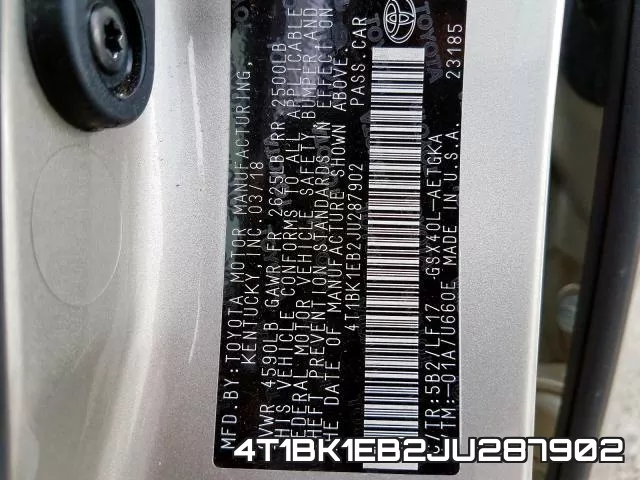 4T1BK1EB2JU287902 фото 2