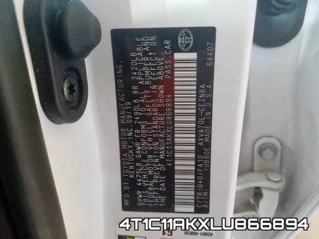 4T1C11AKXLU866894 фото 2