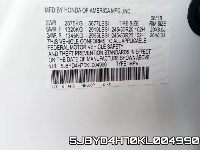 5J8YD4H70KL004990 фото 2
