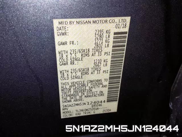 5N1AZ2MH5JN124044 фото 2